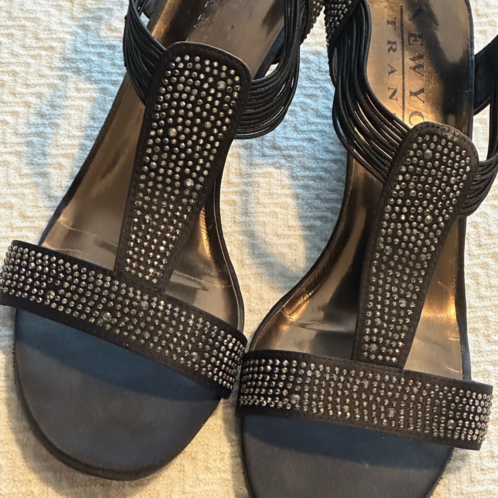 New York Transit Black Rhinestone Heels